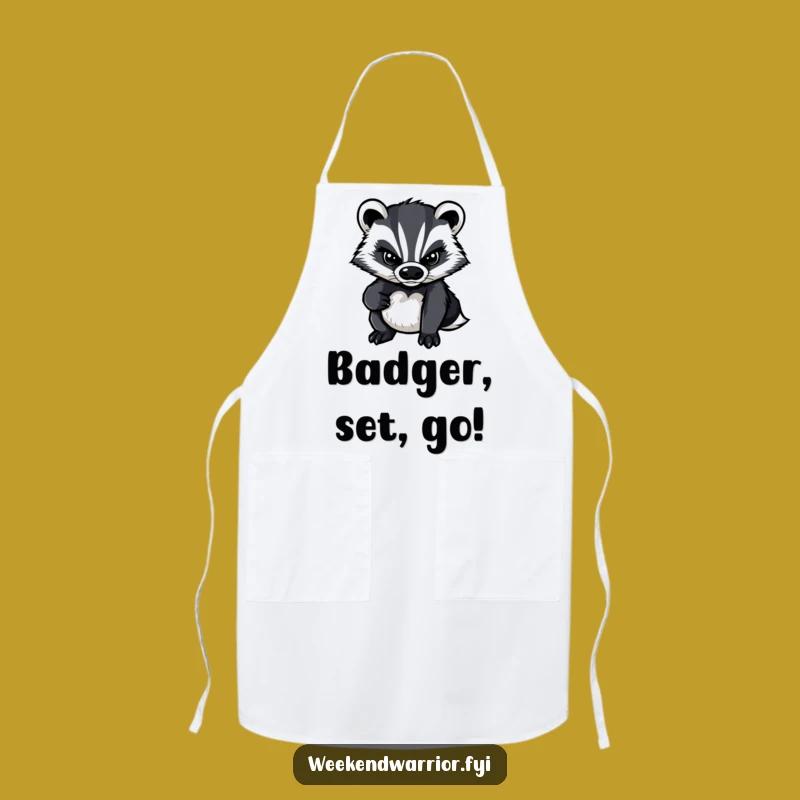 Funny Determined Badger Apron: Cook with Grit and Giggles!