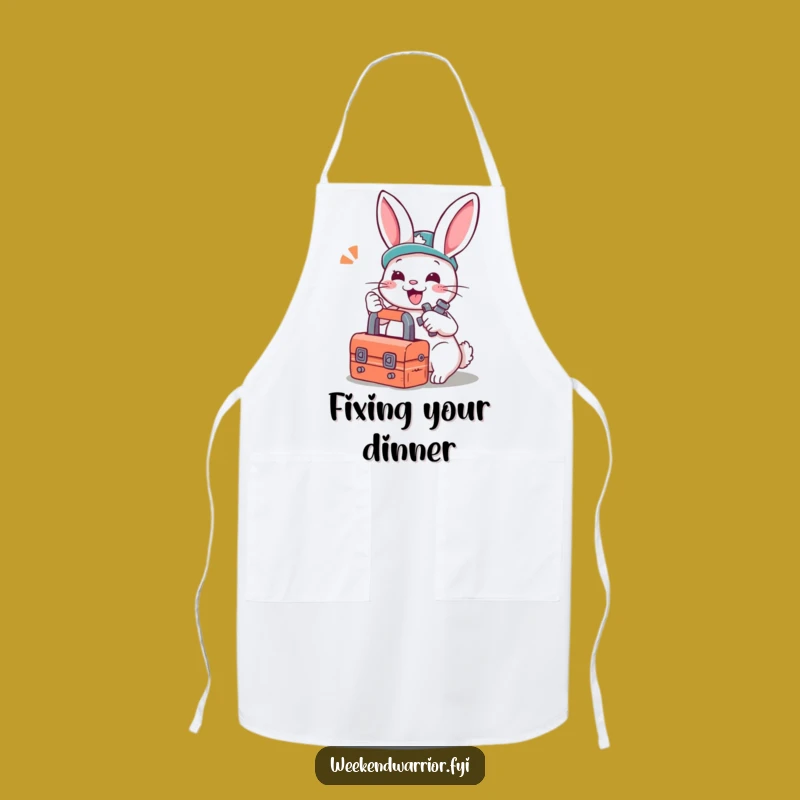 Funny Rabbit Mechanic Apron: Kitchen Fixer Bunny Outfit, Humorous Gift