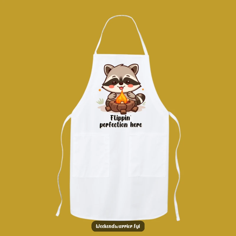 Funny Kawaii Raccoon Apron - Grilling Chef for Kitchen Fun and Humorous Gifts