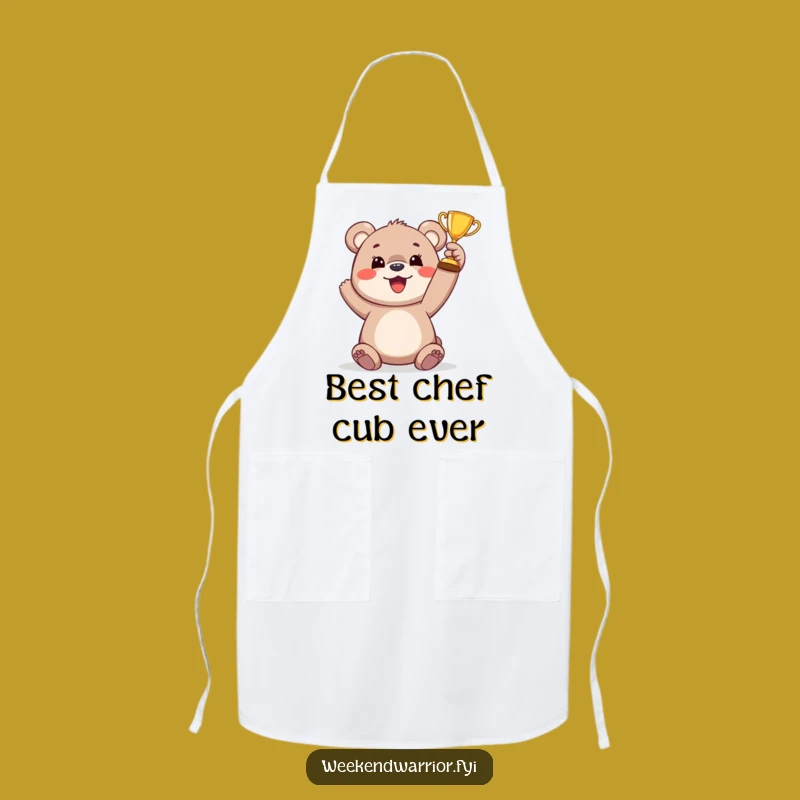 Funny Bear Cub Trophy Apron: Chef Cub Victory Kitchen Wear, Great Funny Gift
