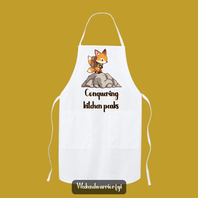 Funny Fox Climbing Apron: Determined Adventurer Kitchen Wear, Fun Gift