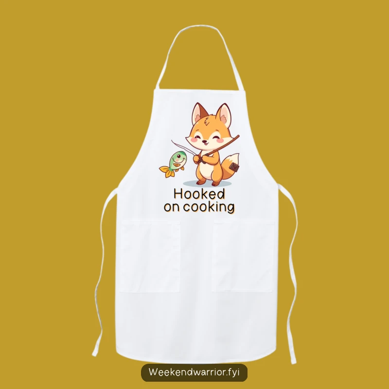 Funny Kawaii Fox Fishing Apron - Cook Up a Storm, Catch Style