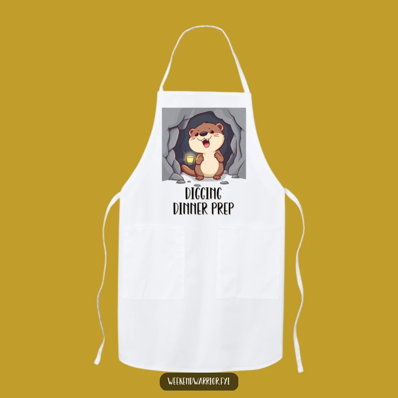 Funny Otter Cave Explorer Apron: Hilarious Headlamp Kitchen Adventure Wear, Gift
