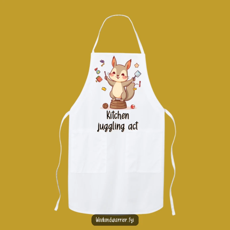 Funny Squirrel Apron: Juggling Chef Wear, Hilarious Animal Kitchen Gift