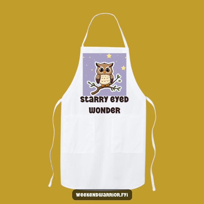 Funny Curious Owl Apron: Cook with Celestial Charm!