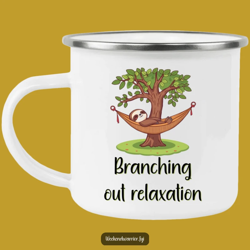 Funny Sloth Camp Mug: Relaxed Humor for Outdoor Downtime