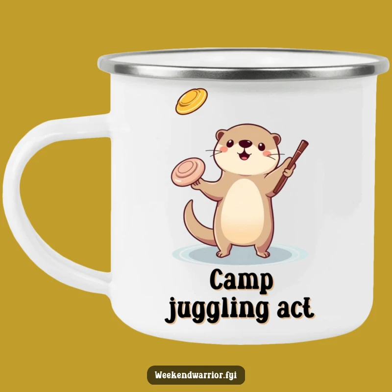 Funny Otter Juggling Camping Mug: Playful Otter Skill Mug, Outdoor Gift