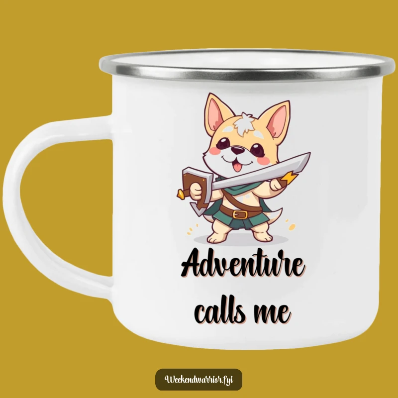 Funny Dog Warrior Camping Mug a Durable Hero Character Cup