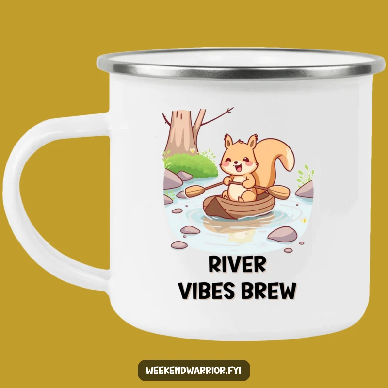 Funny Kawaii Squirrel Camping Mug - Joyful Raft Paddler's Cup