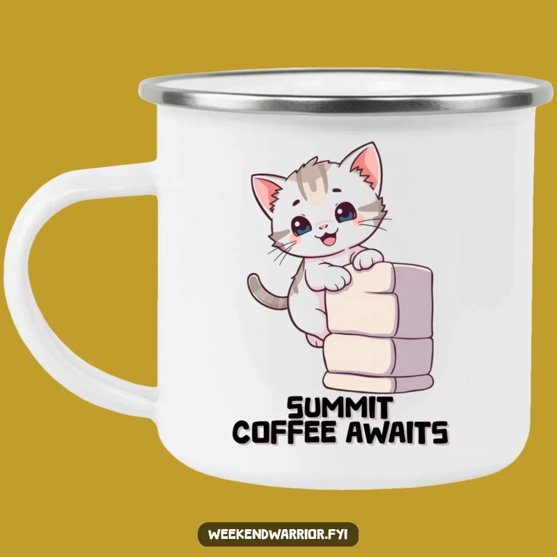 Funny Kitten Climber Camping Mug: Enjoy Coffee with Cute Cat Views, a Funny Gift