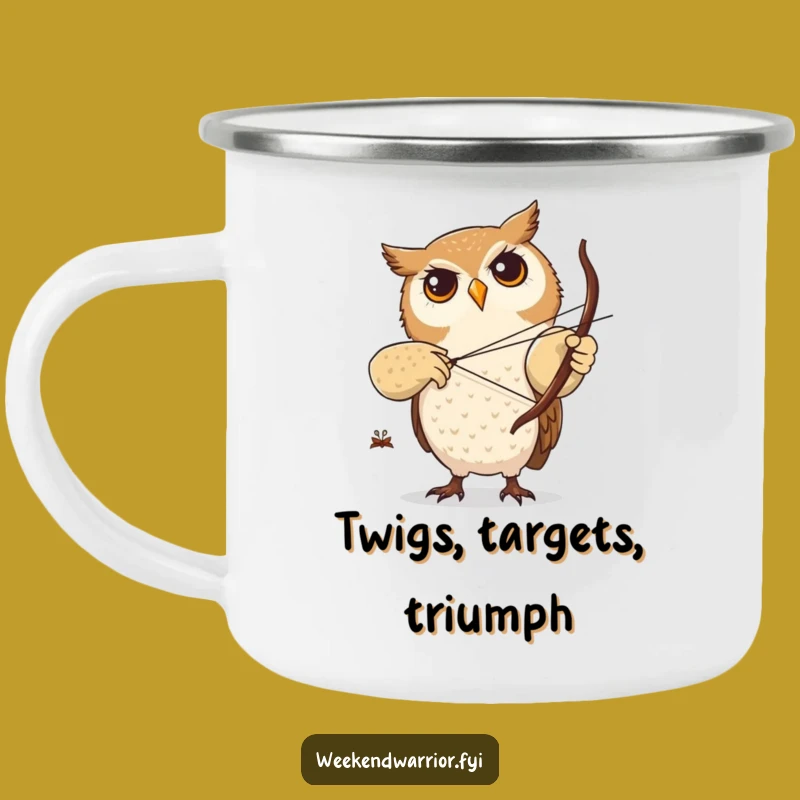 Funny Owl Archery Camping Mug: Focused Archer Outdoor Gift
