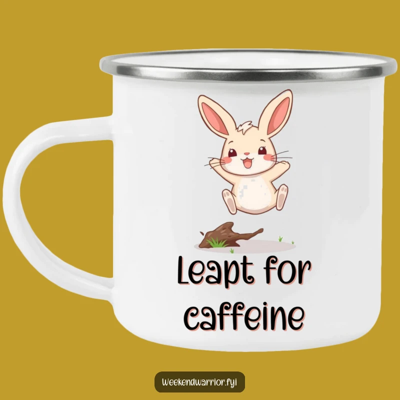 Funny Rabbit Leap Camping Mug A Durable Victorious Bunny Gift