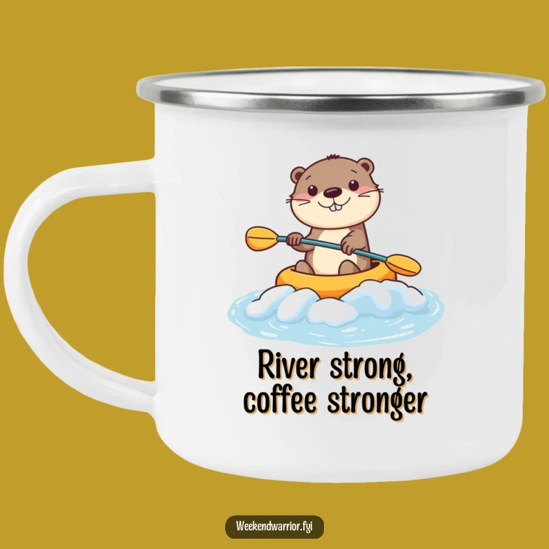 Funny Kawaii Otter Camping Mug - Smiling Kayaker for Joyful Outdoor Sips