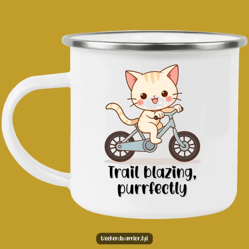 The Ultimate Funny Kawaii Cat Camping Mug - Playful Cyclist Humor Gift