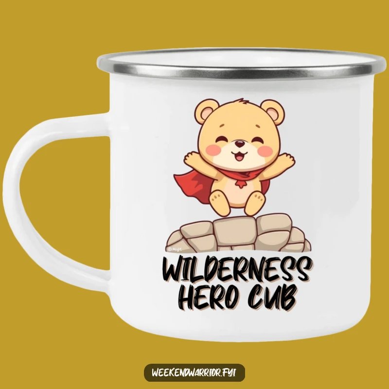 Funny Superhero Bear Cub Camping Mug - Hilarious Drinkware for Little Heroes