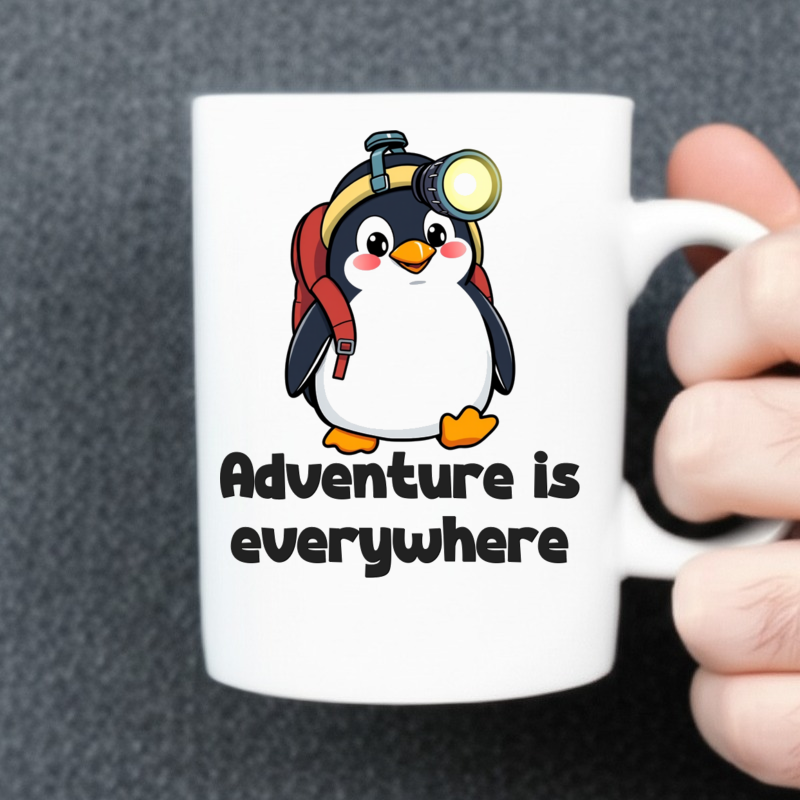 Goofy Penguin Adventurer Coffee Mug 