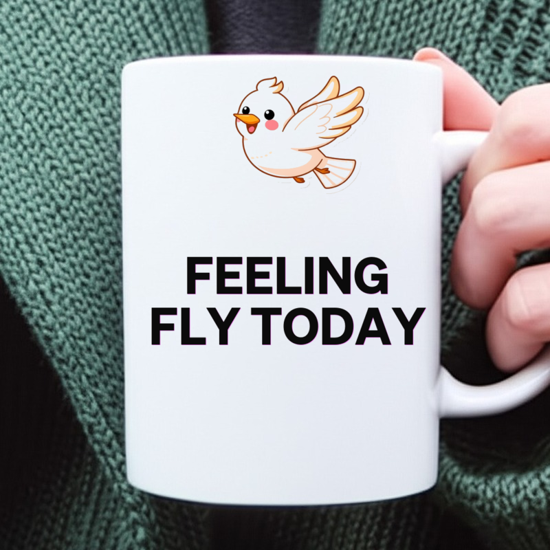 Happy Bird Soaring Through Clouds Mug 