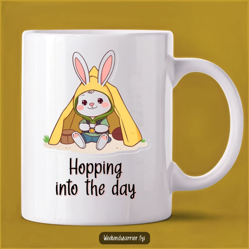 Funny Camping Rabbit Mug a Cheerful Character Outdoor Enthusiast Gift