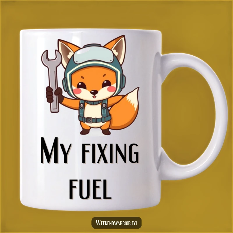 Funny Determined Fox Mechanic Mug - A Hilarious Gift for Fix-It Enthusiasts