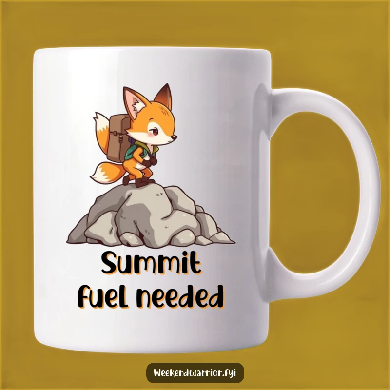 Funny Fox Climbing Mug: Determined Adventurer Backpacking Gift for Hikers