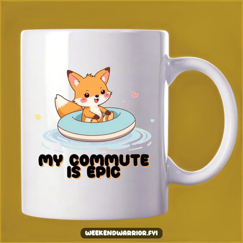 Funny Fox Raft Puddle Mug: Cheerful Fox Adventure Gift for Tea Lovers