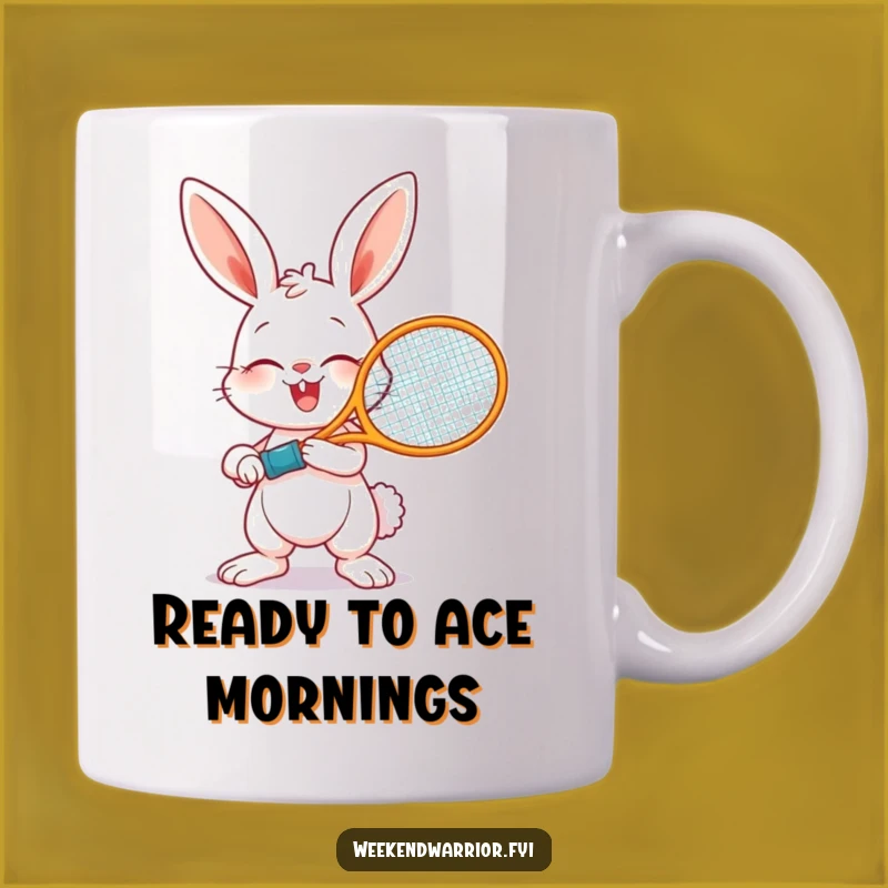 Funny Giggling Bunny Tennis Mug - Hilarious Sports Gift for Racquet Lovers