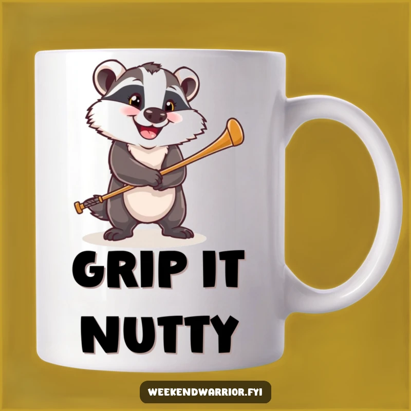 Funny Golf Badger Mug - Determined Golfer Gift for Sports Fans