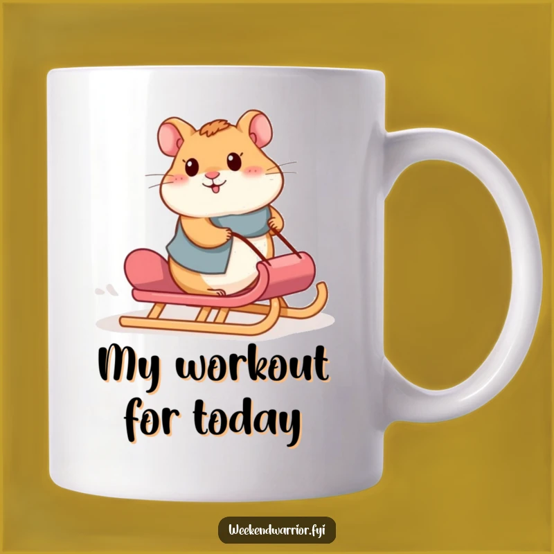 Funny Hamster Sled Mug: Hilarious Motivational Gift for Strength and Determination