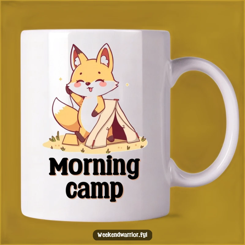 Funny Kawaii Fox Camping Mug - Cheerful Tent Planting Gift for Outdoor Lovers