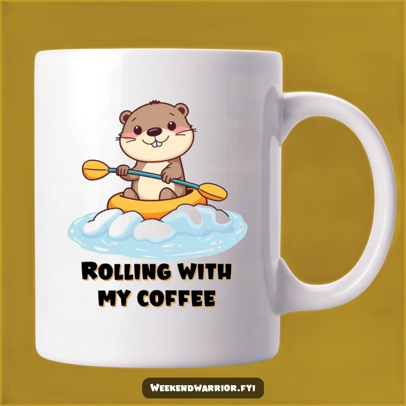 Funny Kawaii Otter Mug - Smiling Kayaker for Joyful Sips and Humorous Gifts