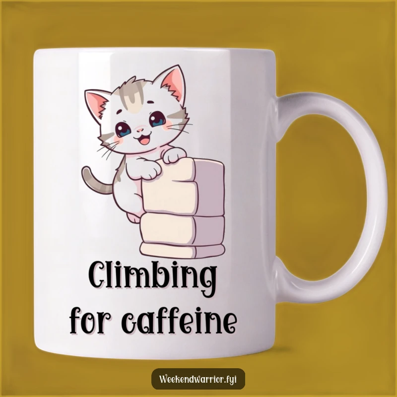 Funny Kitten Climber Mug: Adorable Curious Cat Art, a Perfect Funny Gift for Cat Lovers