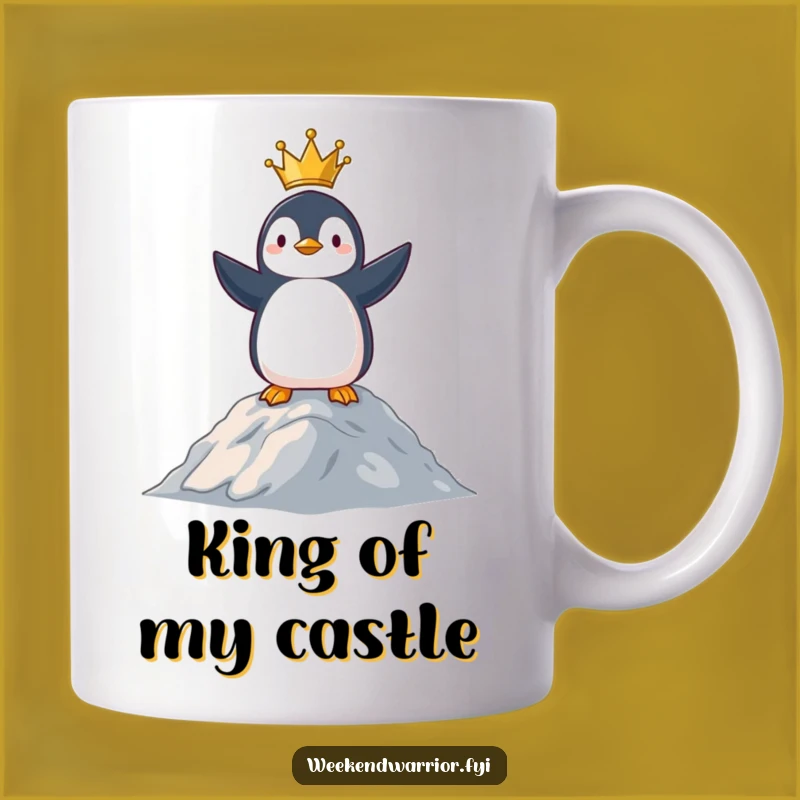 Funny Penguin King Mug: Victorious Ruler Art, Perfect Gift for Commanders