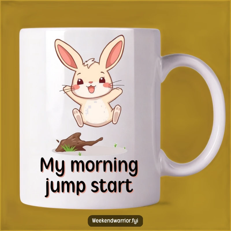 Funny Rabbit Leap Mug A Victorious Bunny Humor Gift