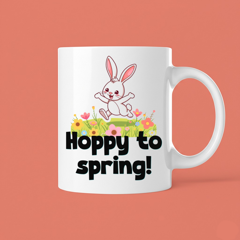 Funny Bunny Meadow Spring Coffee Mug 