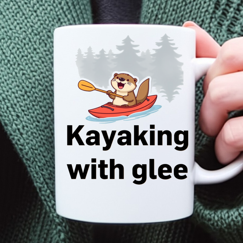 Excited Otter Kayaking Adventure Coffee Mug 