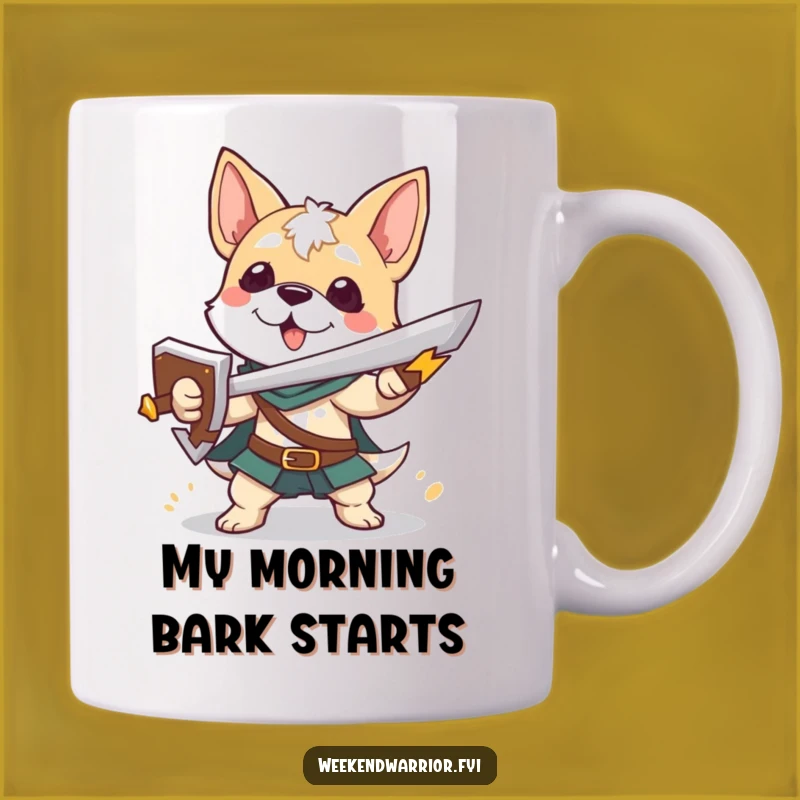 Funny Dog Warrior Mug a Playful Hero Character Gift for Pet Lovers