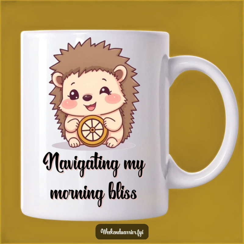 Funny Happy Hedgehog Compass Mug - Whimsical Lost Explorer Gift