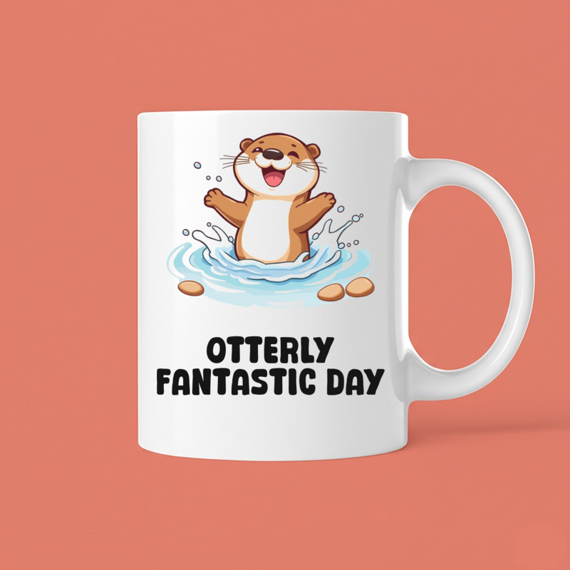 Joyful Otter Splashing in Stream Mug 