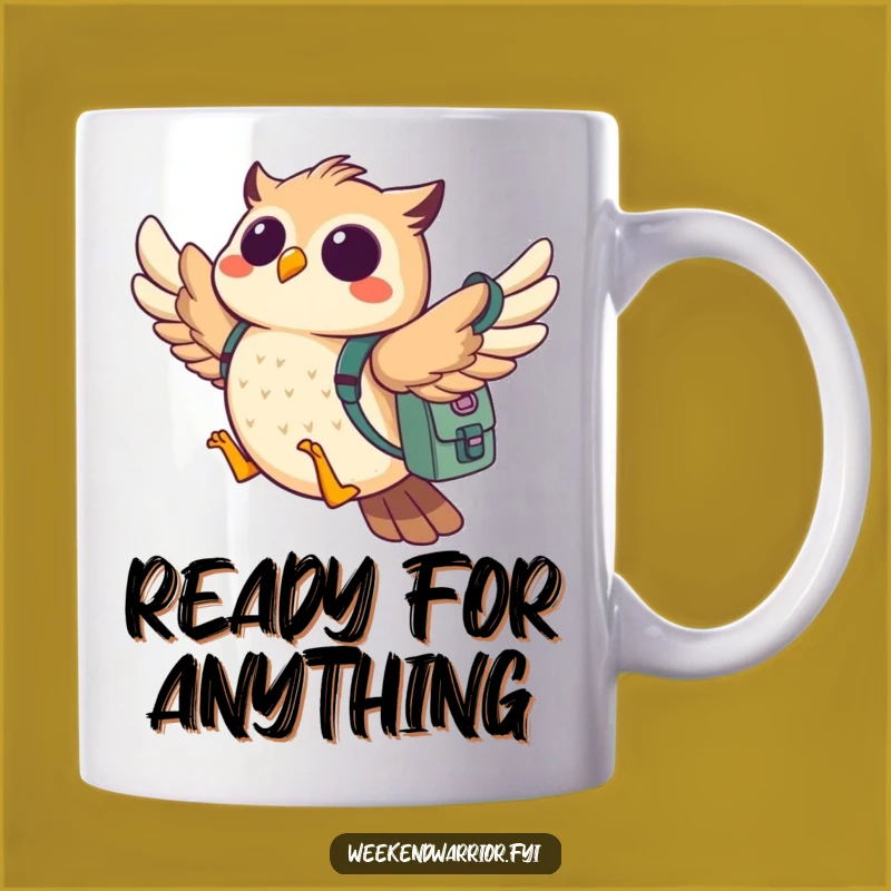 Funny Owl Adventure Mug: Whimsical Backpacking Gift for Explorers