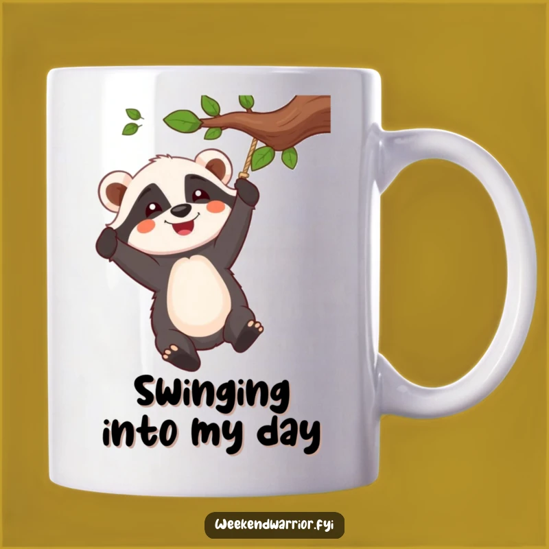 Funny Badger Swinger Mug: Enthusiastic Joy, Tree Swing Fun, Perfect Humorous Gift