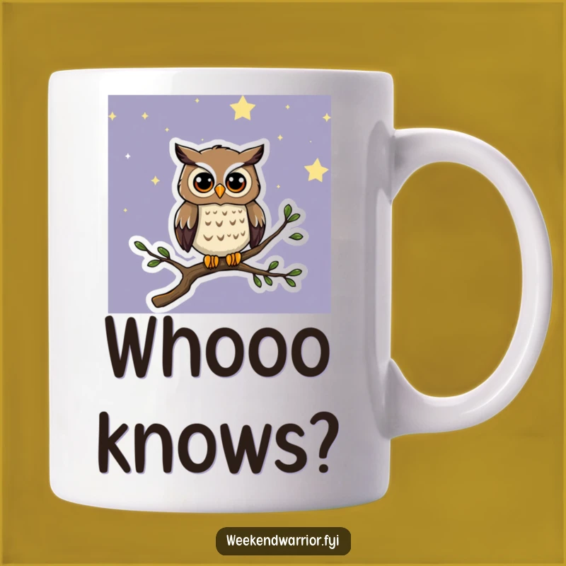 Funny Curious Owl Mug: Embrace Wonder with Night Sky Humor