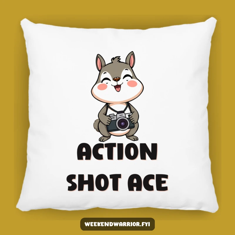 Cozy Squirrel Photography Pillow: Funny Gift for Shutterbugs