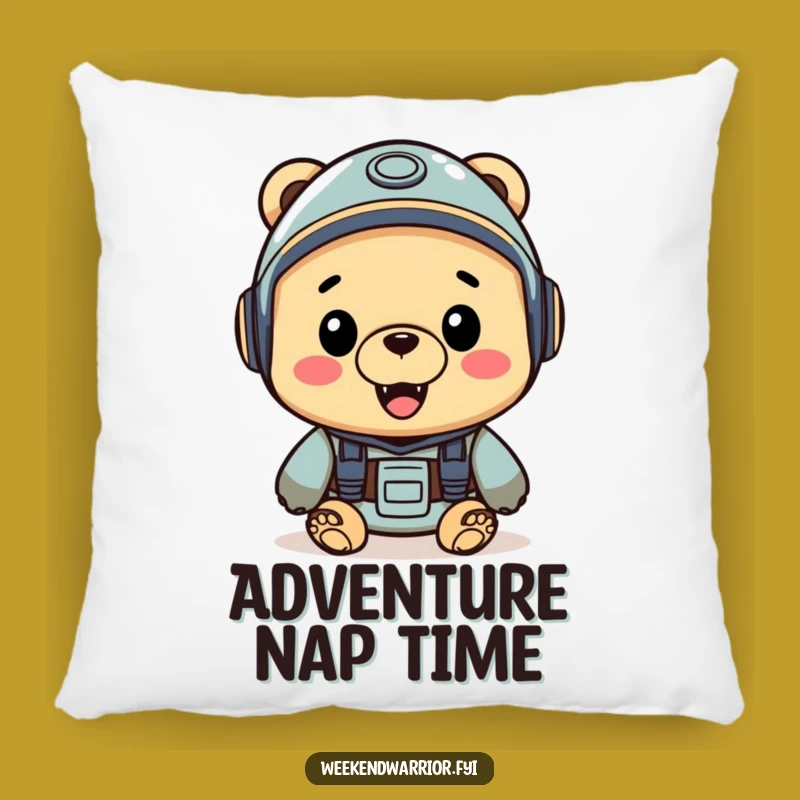 Funny Adventure Bear Pillow - Cozy Explorer Cushion Gift