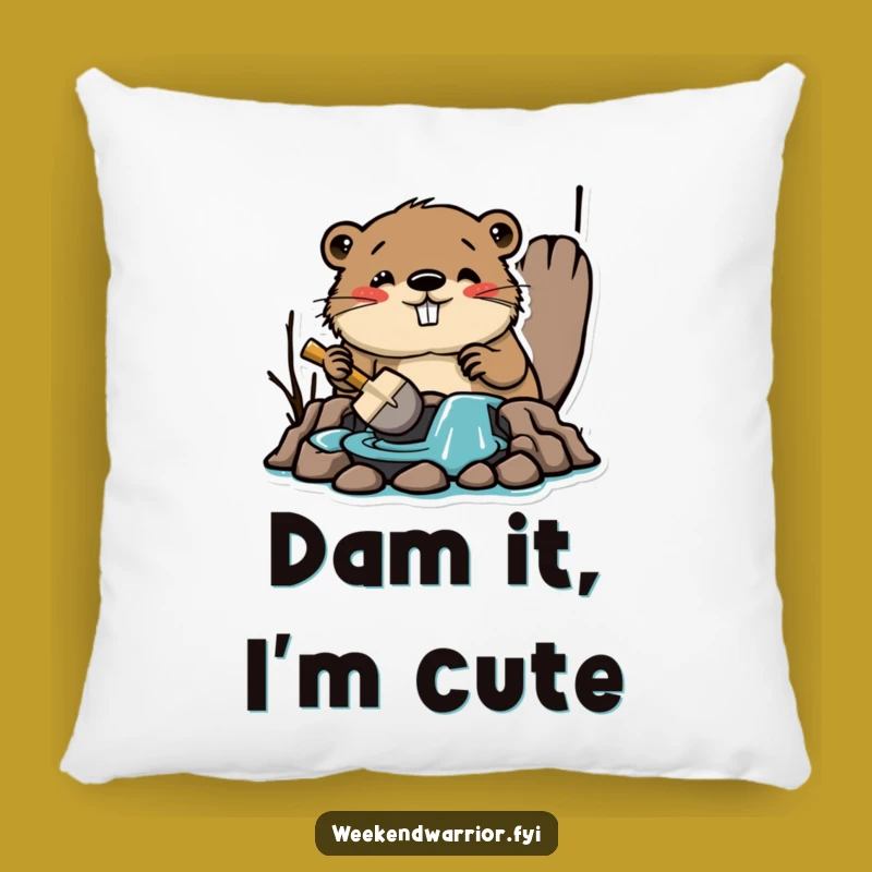Funny Beaver Cozy Pillow: Snuggle Up with Builder Humor