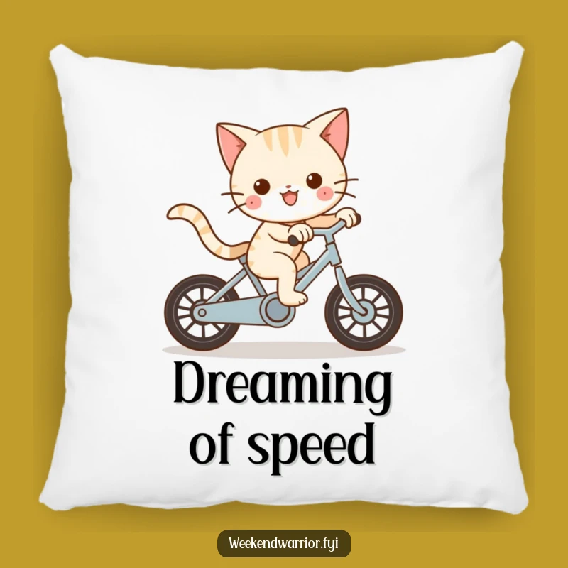 Funny Kawaii Cat Pillow - Playful Cyclist Comfort Humor Gift
