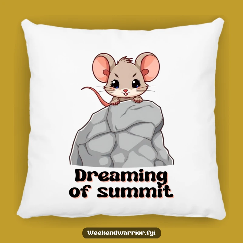 Funny Mouse Rock Climbing Pillow: Cozy Brave Explorer Accent Cushion Gift