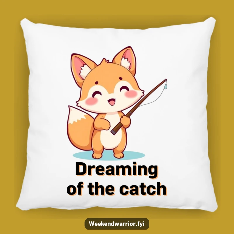 Funny Fox Pillow: Comfy Kawaii Fishing Adventure Accent