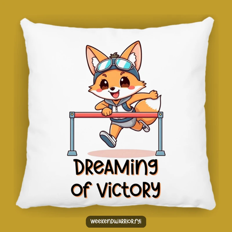Funny Fox Hurdler Pillow a Soft Athlete Character Cushion for Rest