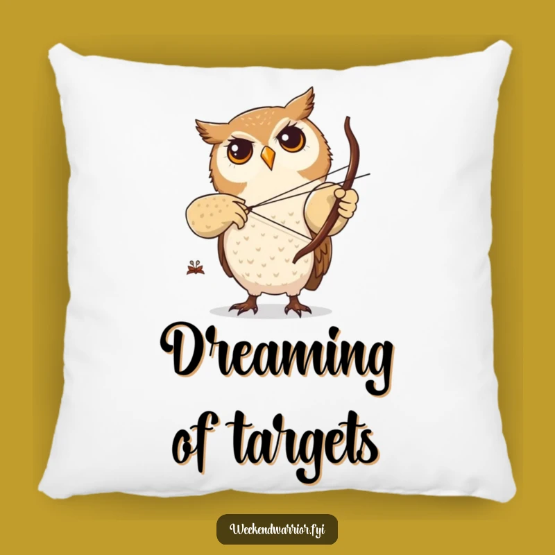 Funny Owl Archery Pillow: Cozy Focused Archer Cushion Gift