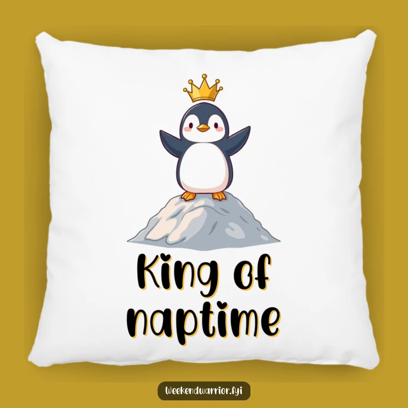 Funny Penguin King Pillow: Soft Victorious Cushion, Hilarious Animal Comfort Gift